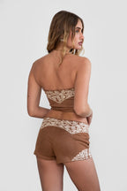 Montana Embroidered Suede Bustier Top