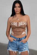 Montana Embroidered Suede Bustier Top