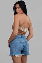 Montana Embroidered Suede Bustier Top